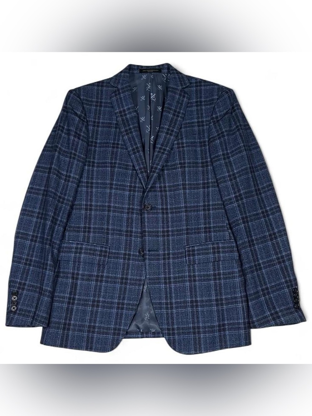 NWOT John Varvatos Signature Tailored Wool Blue Plaid Blazer Men’s 36R Sportcoat